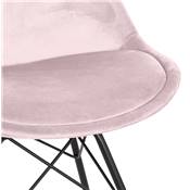 Chaise style industriel 'GORD' en velours rose et 4 pieds avec croisillons en métal noir