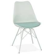 Chaise design style industriel 'GORD' assise verte claire avec 4 pieds en métal vert clair