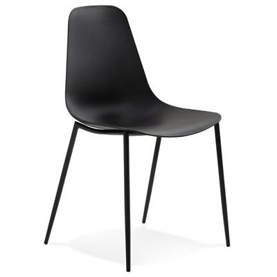 Chaise design intérieur / extérieur 'EASY' assise en resine noire 4 pieds en métal noir