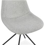 Chaise design style industriel 'PERRY' en tissu gris clair avec 4 pieds en métal noir