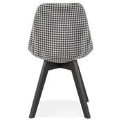 Chaise 'BLACK MILANO' en tissu pied de poule et 4 pieds en bois noir