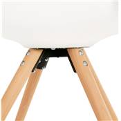 Chaise scandinave design à accoudoirs 'KUNG' blanche avec 4 pieds en bois naturel