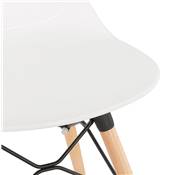 Chaise scandinave 'NORSK WOOD' blanche 4 pieds bois couleur naturelle et croisillon en métal noir