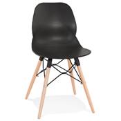 Chaise scandinave 'NORSK WOOD' noire 4 pieds bois couleur naturelle et croisillon en métal noir