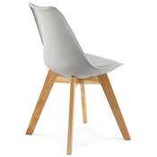 Chaise scandinave design 'Halmstad' grise avec 4 pieds en bois naturel