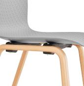 Chaise scandinave design 'Parkwood' grise avec 4 pieds en bois naturel