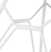 Chaise design 'Norsk White' en tissu gris clair 4 pieds en métal blanc