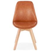 Chaise scandinave design 'Halmstad' marron avec 4 pieds en bois naturel