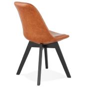 Chaise design 'Blackstad' marron avec 4 pieds en bois noir