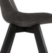 Chaise design 'Black Milano' en microfibre grise avec 4 pieds en bois noir
