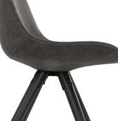 Chaise design 'Modena' en tissu grise avec 4 pieds en bois noir et métal brossé doré