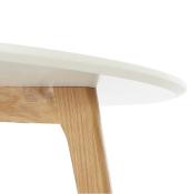 Table basse scandinave ronde 'Kölmy' plateau en bois blanc 3 pieds en bois - Ø 90 cm