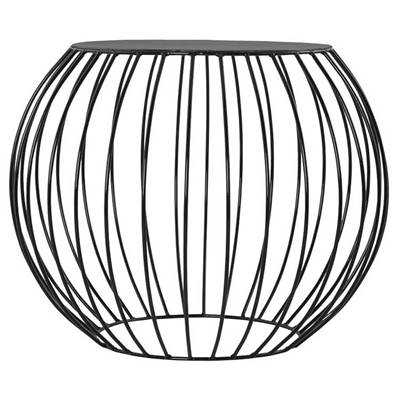 Table d'appoint ronde design 'Bold' artisanale noire en métal - 60 x 47 cm