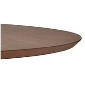 Petite table / table de réunion ronde 'Kontur' plateau noyer pied central métal chromé - Ø 90 cm
