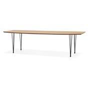 Table à diner / de réunion extensible 'Rym' plateau bois 4 pieds en métal noir - 170(270) x 100 cm