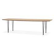 Table / table de réunion extensible 'Rym' plateau bois 4 pieds en métal noir - 170(270) x 100 cm