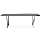 Table / table de réunion extensible 'Rym' plateau bois noir 4 pieds métal noir - 170(270) x 100 cm
