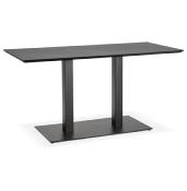 Table salle à manger 'Tvillin Black Small' noire bois pied central fonte – 150 x 70 cm