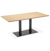 Table de salle à manger 'Tvillin Black' en bois pied central en fonte noir - 180 x 90 cm