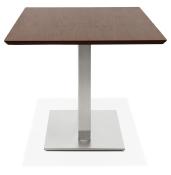 Table de salle à manger 'Tvillin' plateau noyer pied central en acier brossé - 180 x 90 cm