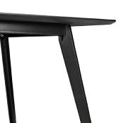 Table / bureau droit scandinave 'Rustik' noire plateau et 4 pieds en bois – 180 x 90 cm