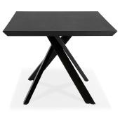 Table de salle à manger design 'Tepee Wood' plateau bois noir pieds en métal noir - 200 x 100 cm