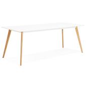 Table / bureau droit scandinave 'Bolnäss XL' en bois blanc 4 pieds bois naturel – 200 x 90 cm