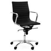 Fauteuil de bureau design à roulettes et dossier bas 'GREATERS MINI' noir pieds en métal chromé