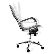 Fauteuil de bureau design à roulettes et dossier haut 'GREATERS' noir avec pieds en métal chromé