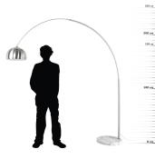 Lampadaire design 'Arc XXL' abat-jour et structure en acier brossé socle en marbre