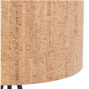 Lampadaire trépied scandinave 'SUGHERO' avec abat-jour en liège naturel et 3 pieds en métal noir