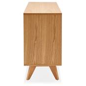 Meuble Bahut buffet design 'CHESTERFIELD' en bois naturel 2 portes et 3 tiroirs pieds en bois plaqué naturel