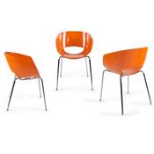 Chaise design 'Mosquito' orange avec 4 pieds en métal chromé