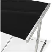 Bureau d'angle design 'Viewer' en verre trempé pieds en métal gris – 180 cm