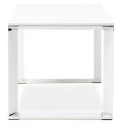 Bureau de direction droit 'Business' en bois blanc pieds métal blanc et métal chromé – 160 x 80 cm
