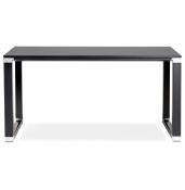 Bureau de direction droit 'Small Business' bois noir pieds métal noir et métal chromé – 140 x 70 cm
