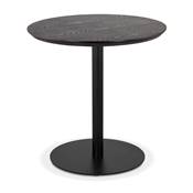Petite table industriel ronde 'FERRO' plateau bois noir pied central métal noir – Ø 60 cm