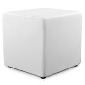 Pouf d'appoint carré rembourré 'KUBE' blanc