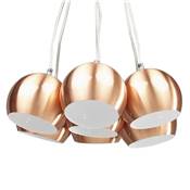 Suspension design 'GRELOT' avec 7 abats-jour boule en métal cuivré