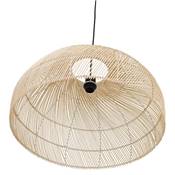 Suspension design demi sphère 'JUNGLE' abat jour en rotin structure métal blanc réglable en hauteur