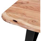 Petite table à diner / bureau rectangulaire de style industriel 'SMALL BARNE' en bois massif pieds en métal noir - 160 x 90 cm