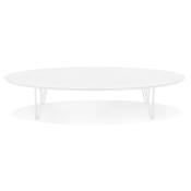 Grande table basse style industriel ovale 'DANA' blanche en bois pieds en métal blanc - 110 x 80 cm