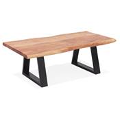 Table basse style industriel 'LITTLE BARNE' bois massif pieds tréteaux en métal noir - 115 x 65 cm