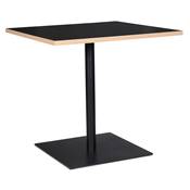 Table carrée 'KRUBBA' en bois noir et pied central en métal noir à base carrée - 80 x 80 cm