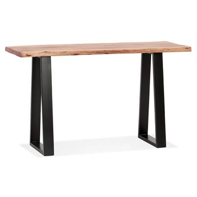 Table console style industriel 'HIGH BARNE' bois massif pieds tréteaux en métal noir - 130 x 45 cm