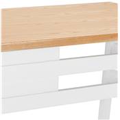 Table bar Mange-debout design 'BARAS' bois massif naturel non traité pied métal blanc - 150 x 60 cm