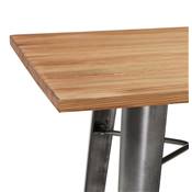 Table de bar haute design industriel carré 'METTALO' en bois foncé 4 pieds métal gris – 70 x 70 cm