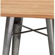 Table de bar haute design industriel carré 'METTALO' en bois foncé 4 pieds métal gris – 70 x 70 cm