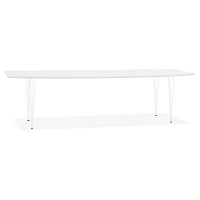 Grande table à diner / réunion extensible 'RYM' blanche 4 pieds métal blanc - 170(270) x 100 cm