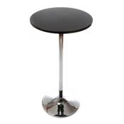 Table de bar haute design ‘Bistro’ noire avec pied central en métal chromé